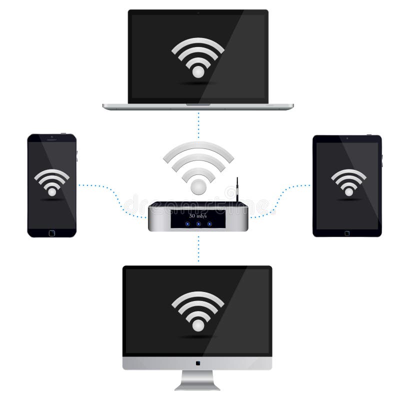 Aggeggi dello schema elettrico al Wi-Fi royalty illustrazione gratis Aggeggi dello schema elettrico al Wi-Fi royalty illustrazione gratis