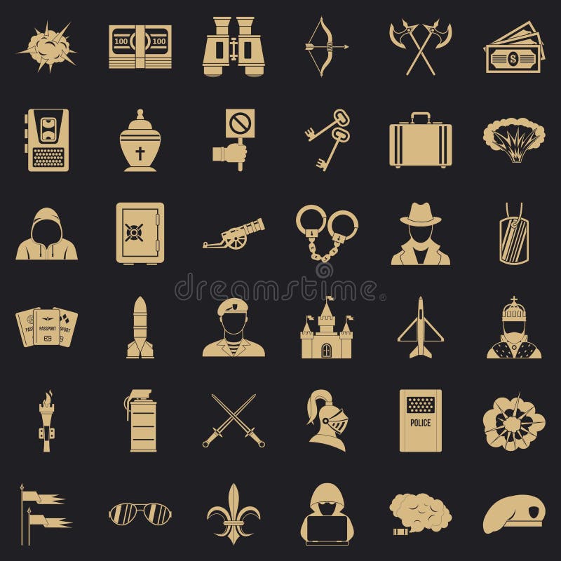 Aggression icons set, simple style. Aggression icons set. Simple set of 36 aggression vector icons for web for any design