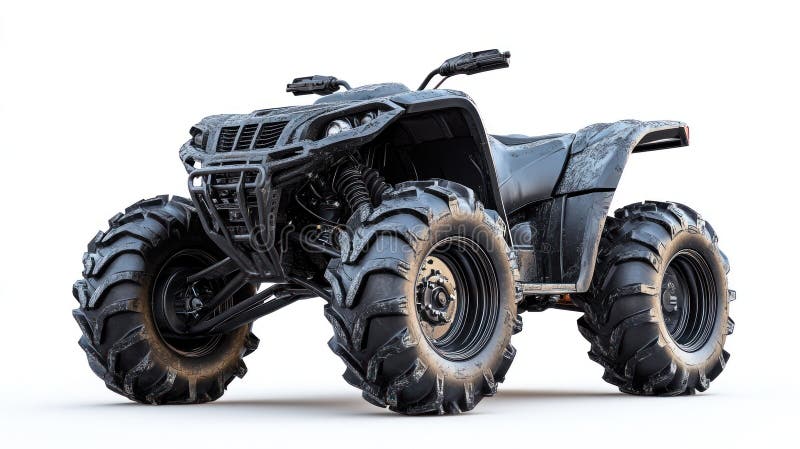 Aggressive all terrain vehicle powers through outdoor terrain showcasing its rugged design and off road capabilities, an ATV for royalty free illustration
