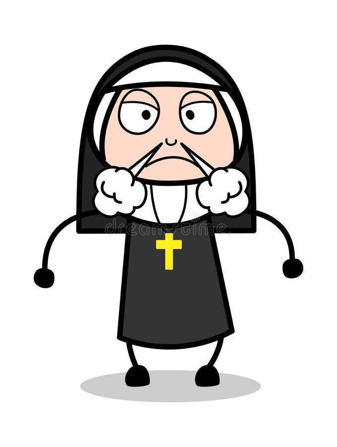 Cartoon Cute Christian Nun Lady Vector Illustration and simple clip-art des...