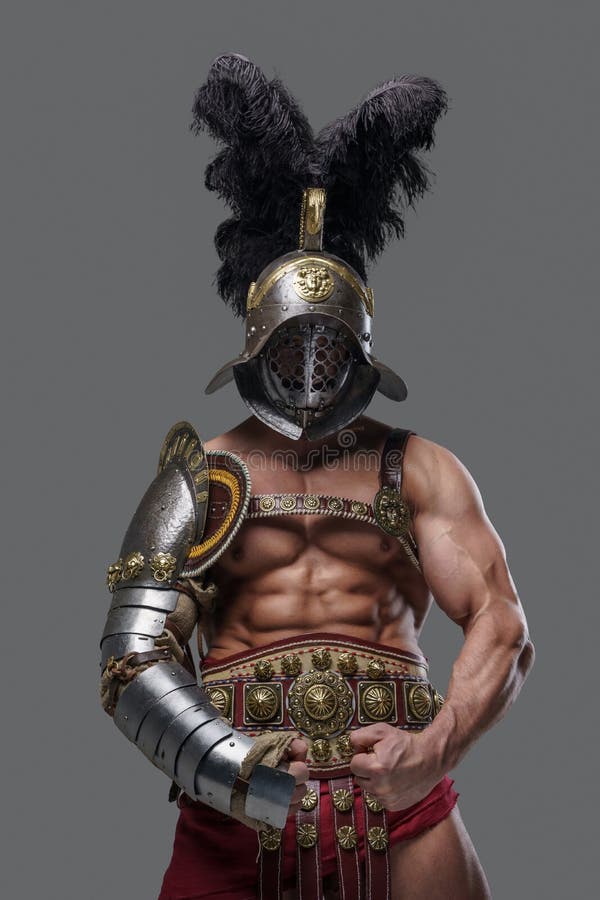 Glorious Colosseum Warrior with Muscular Build and Plumed Helmet Stock ...