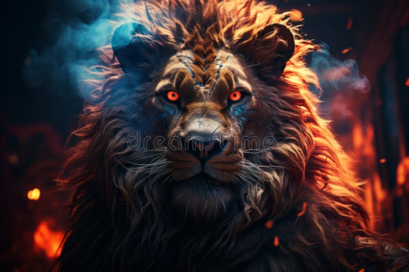 Lion In Smoke On Dark Background Stock Photo - Download Image Now - Lion -  Feline, Roaring, Animals Hunting - iStock