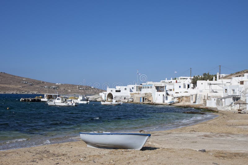 Agia Anna em Mykonos imagem de stock royalty free Agia Anna em Mykonos imagem de stock royalty free