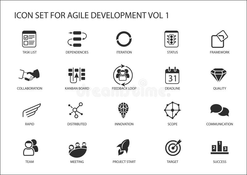 Agile software development icon set vector illustration