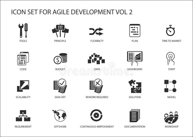 Agile software development icon set royalty free illustration