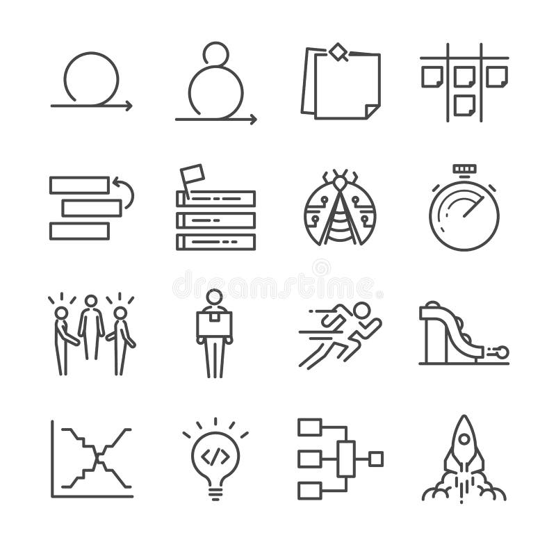 Agile Software Development icons set royalty free illustration