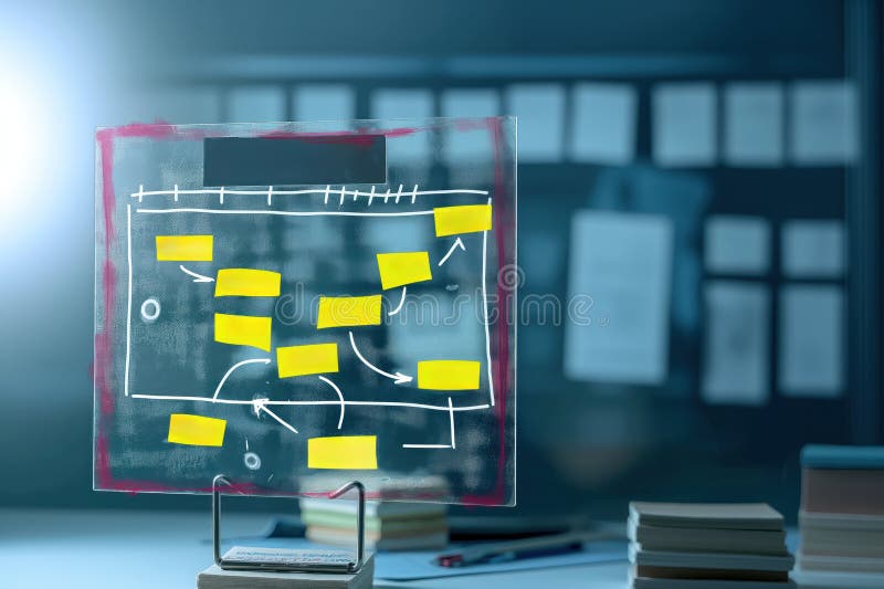 Agile software development process concept. Business strategy, project management, quality control, coding team collaboration. stock photos
