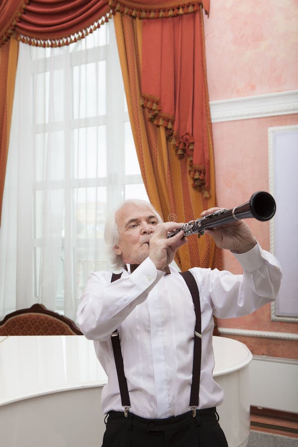 Aging Musician Plays the Stock Photo Image of performance