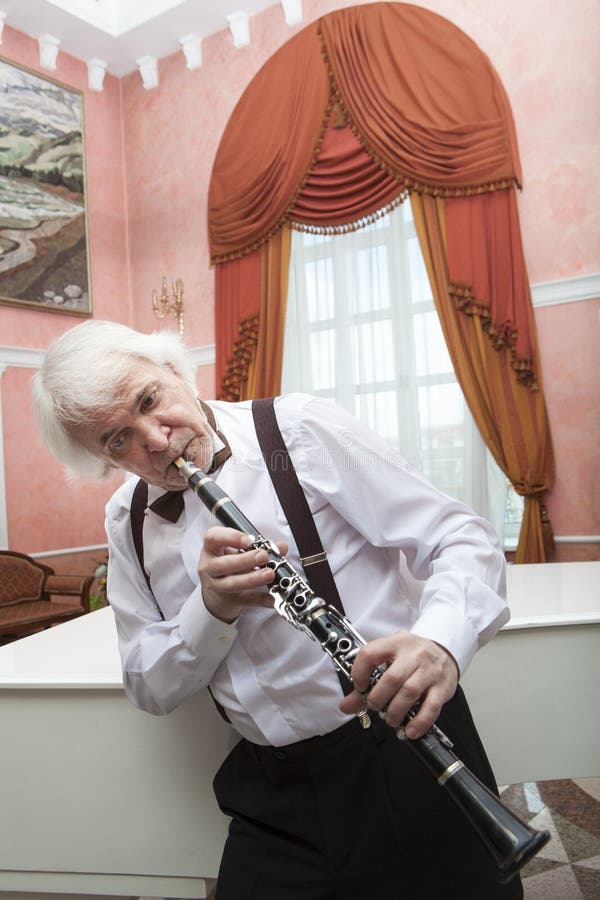 Aging Musician Plays the Stock Photo Image of handsome