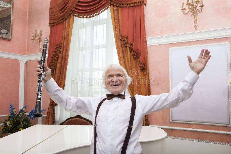 Aging Musician Plays the Stock Photo Image of acoustic