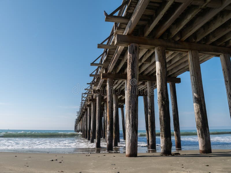 The pier at Cayucos, California. Boardwalk rail stock images, royalty-free photos and pictures