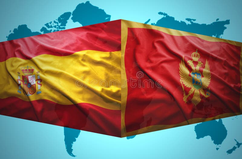Agitar banderas montenegrinas y españolas