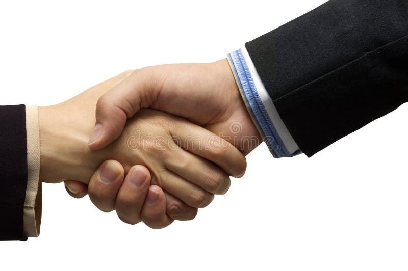 Hand shake - hand shake in front of a white background. Hand shake - hand shake in front of a white background