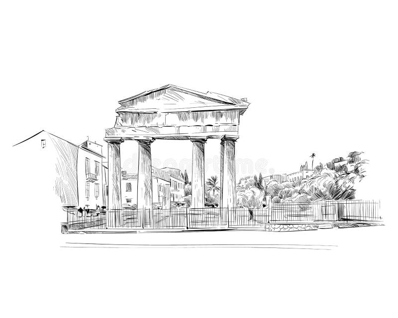 Agora romano atene La Grecia Abbozzo disegnato a mano Illustrazione di vettore royalty illustrazione gratis Agora romano atene La Grecia Abbozzo disegnato a mano Illustrazione di vettore royalty illustrazione gratis