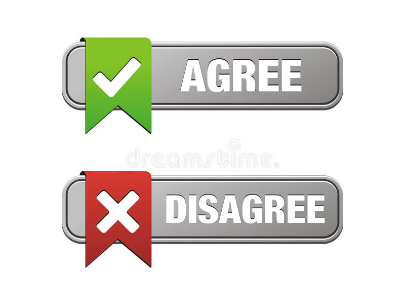 Agree sind Knöpfe anderer Meinung vektor abbildung Agree sind Knöpfe anderer Meinung vektor abbildung