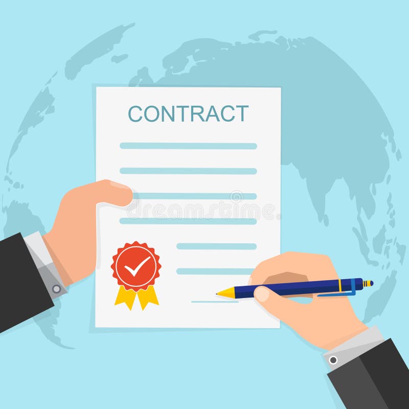 Agreement Concept Hand Signing of Contract. Vector Illustration