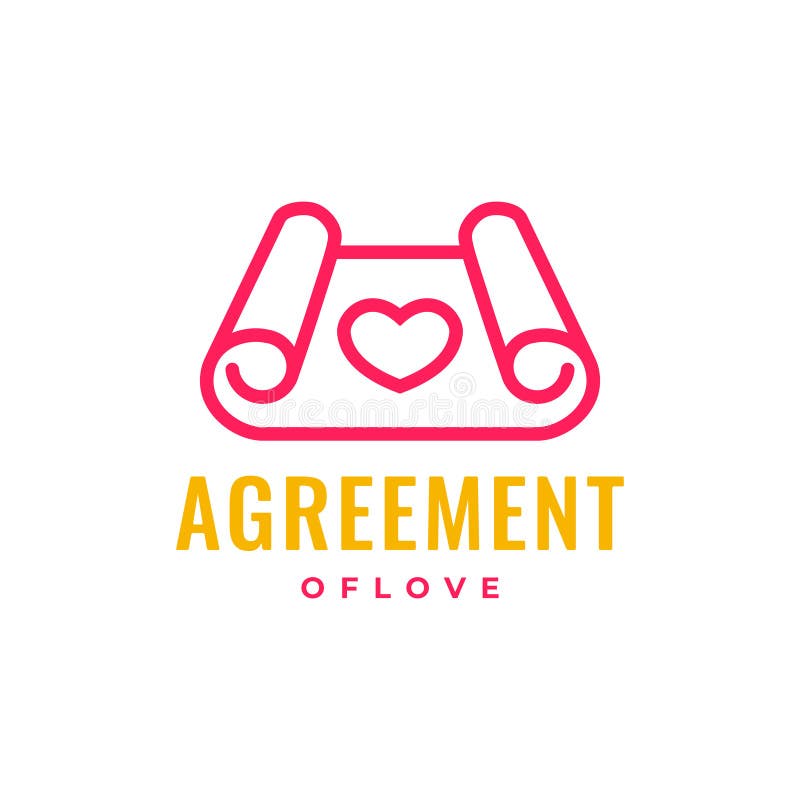 Agreement document love colorful line simple logo design vector. Memorandum understanding vectors