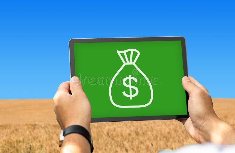 Agribusinessman using digital tablet for agriculture processes automatization