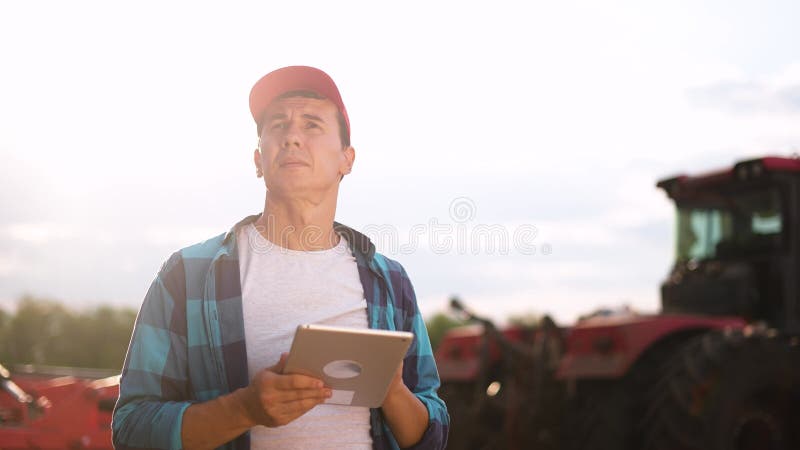 Agricultor num campo de trigo. conceito de estilo de vida empresarial agrícola. um agricultor experiente atravessa o campo de trig