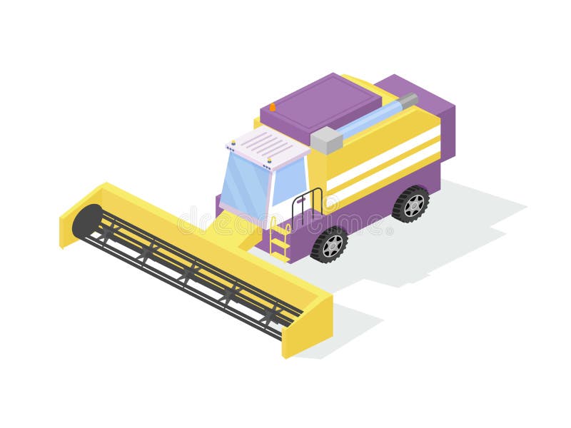Agricultural industrial machine, farm tractor, harvester for grain harvesting, combine. royalty free illustration Agricultural industrial machine, farm tractor, harvester for grain harvesting, combine. royalty free illustration
