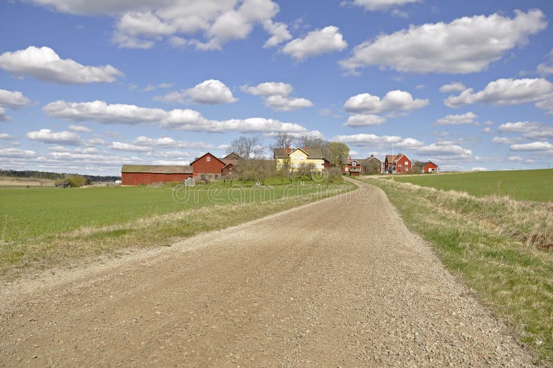 Dirt track through agricultural land in Sweden