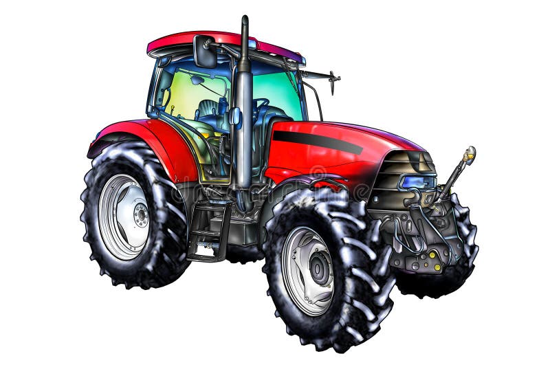 Red Tractor with Trailer. Vector Illustration in Flat Style Isolated on  White Background Stock Illustration - Illustration of industrial, farmer:  138634480