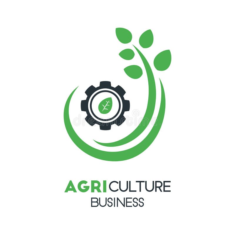 Agriculture Business Vector Logo Template with Green Leaf and Un Stock
