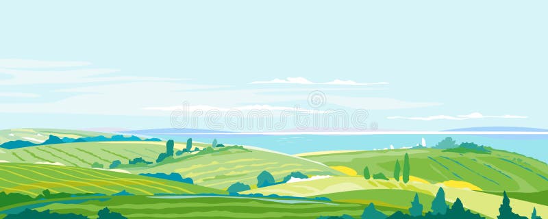 Agriculture du fond de paysage d'été de collines illustration libre de droits Agriculture du fond de paysage d'été de collines illustration libre de droits
