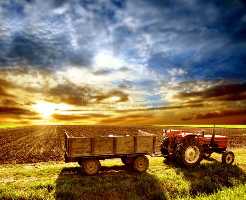 Una agricoltura paesaggistico e un trattore.