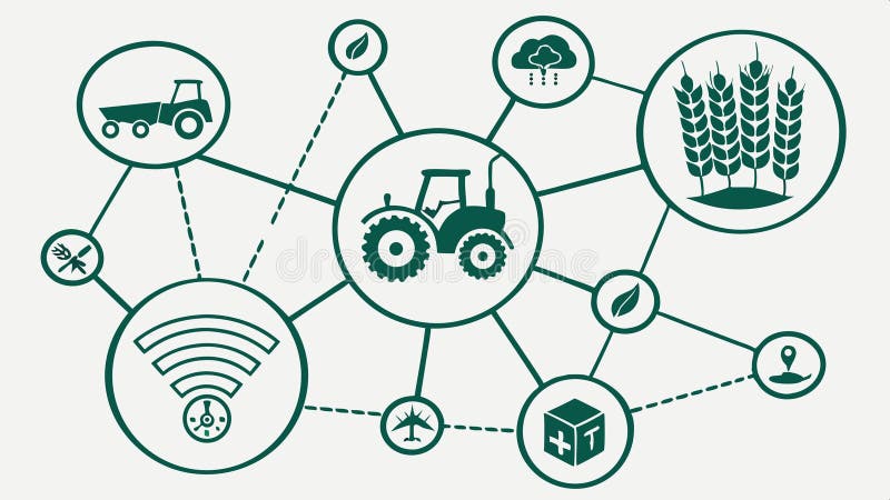 Agriculture tech network, smart farming, modern agricultural tech vector design Generative AI royalty free illustration