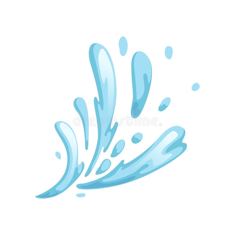 Agua azul que salpica los descensos, ejemplo abstracto del vector del símbolo del agua en un fondo blanco
