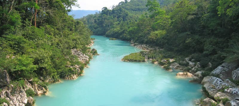 Agua Clara river upper view , Mexico , Panorama royalty free stock photos
