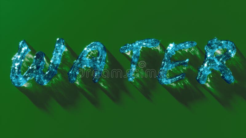 Agua de inscripción azul brillante de un líquido sobre un fondo verde. vista frontal. libre illustration