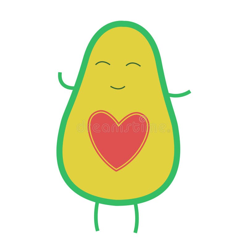 Aguacate lindo Aguacate con los corazones ilustración del vector Aguacate lindo Aguacate con los corazones ilustración del vector