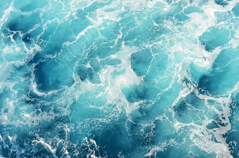 Aguas turquesa y azul turquesa profundas con fondo de textura de burbujas de espuma blanca