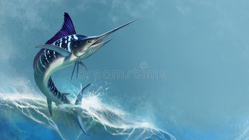 Aguglia a strisce sul mare, spada del pesce fotografia stock libera da diritti Aguglia a strisce sul mare, spada del pesce fotografia stock libera da diritti