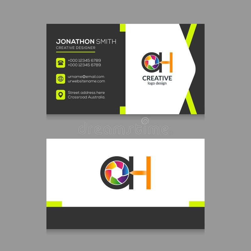 AH Vector van het het ontwerpmalplaatje van Logo Business Card van de fotografie de Abstracte Brief royalty-vrije illustratie AH Vector van het het ontwerpmalplaatje van Logo Business Card van de fotografie de Abstracte Brief royalty-vrije illustratie