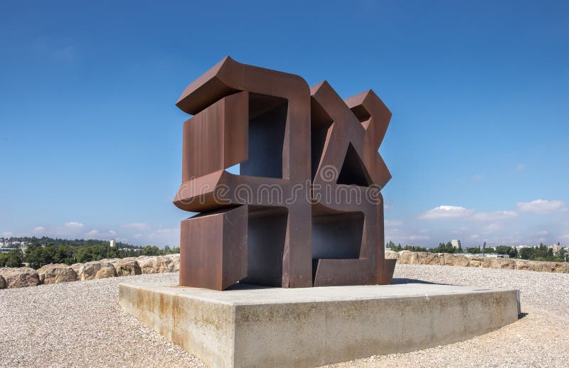 ` AHAVA` - `LOVE` sculpture of Robert Indiana royalty free stock photos ` AHAVA` - `LOVE` sculpture of Robert Indiana royalty free stock photos