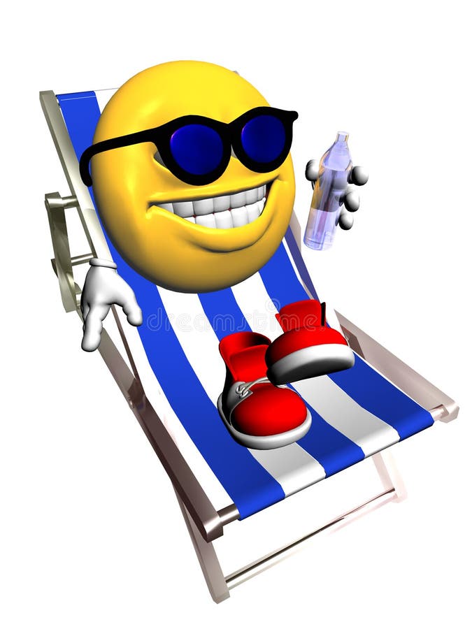 Ahh - the life!. A big happy face - enjoying the sun with a bottle of water in one hand. Rendered in Bryce royalty free illustration Ahh - the life!. A big happy face - enjoying the sun with a bottle of water in one hand. Rendered in Bryce royalty free illustration