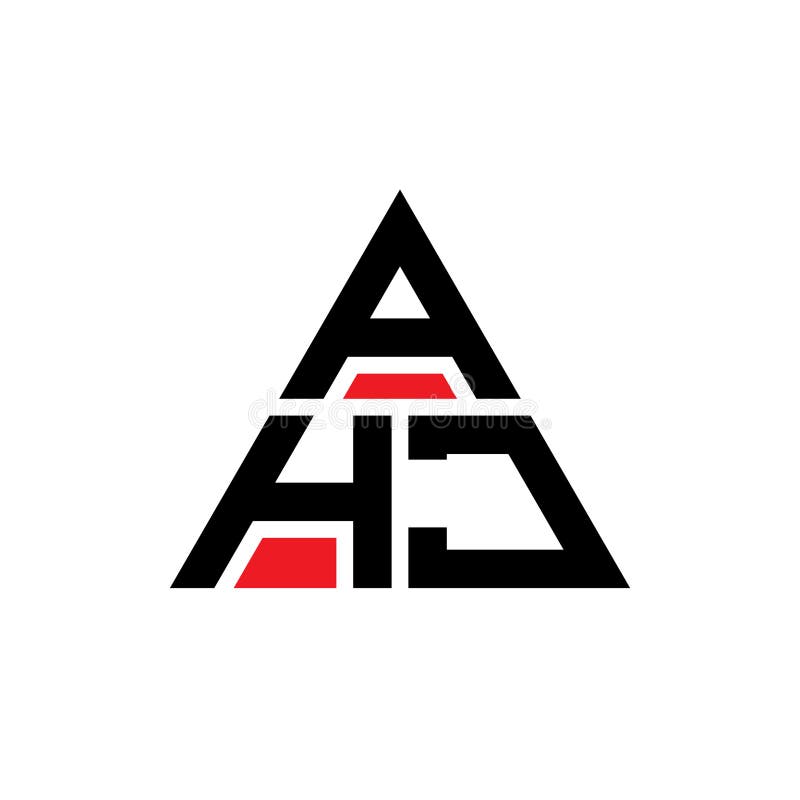 AHJ triangle letter logo design with triangle shape. AHJ triangle logo design monogram. AHJ triangle vector logo template with red color. AHJ triangular logo Simple, Elegant, and Luxurious Logo. Ahj business vectors