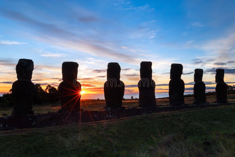 Ahu Akivi at sunset