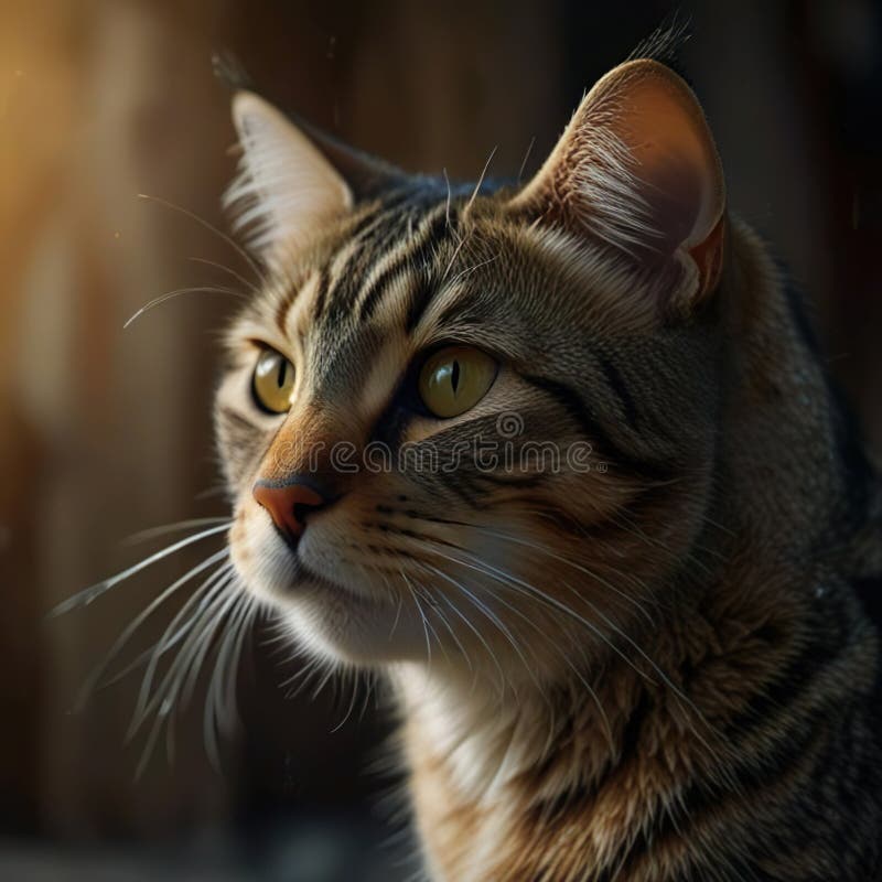 深色背景中静息的可爱猫，舒适的肖像中散发出温暖和舒适. 生成ai. 皇族释放例证
