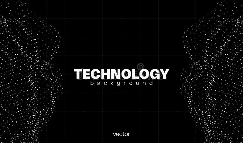 AI abstract cyber digital technology background with dot pattern and line grid. Big data, network, science and research vector illustration