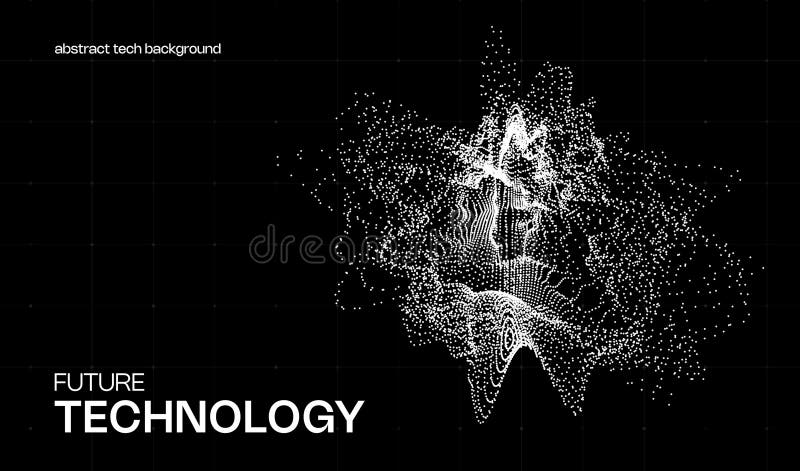 AI abstract cyber digital technology background with dot pattern and line grid. Big data, network, science and research royalty free illustration