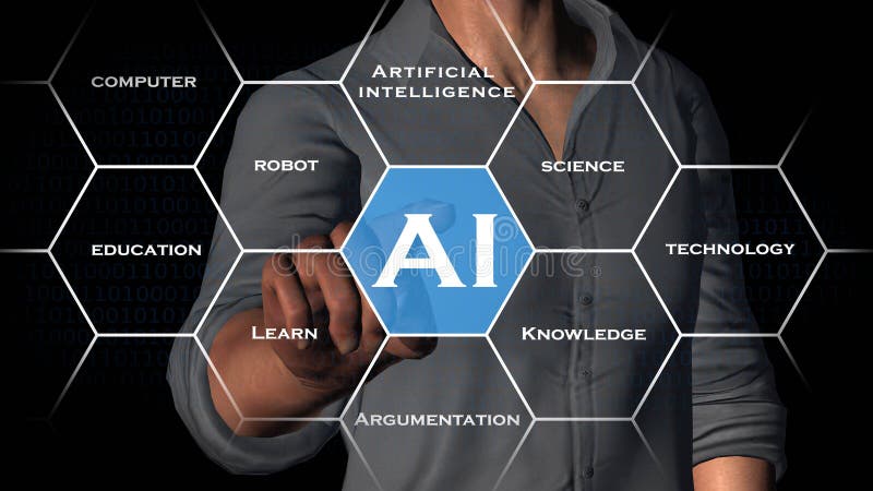 AI - Artificial Intelligence background - Abstract concept of cyber technology and automation stock illustration
