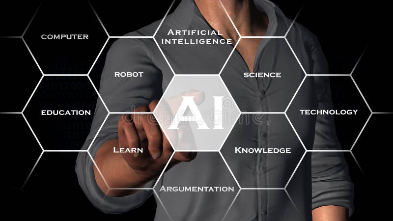 AI - Artificial Intelligence background - Abstract concept of cyber technology and automation royalty free illustration