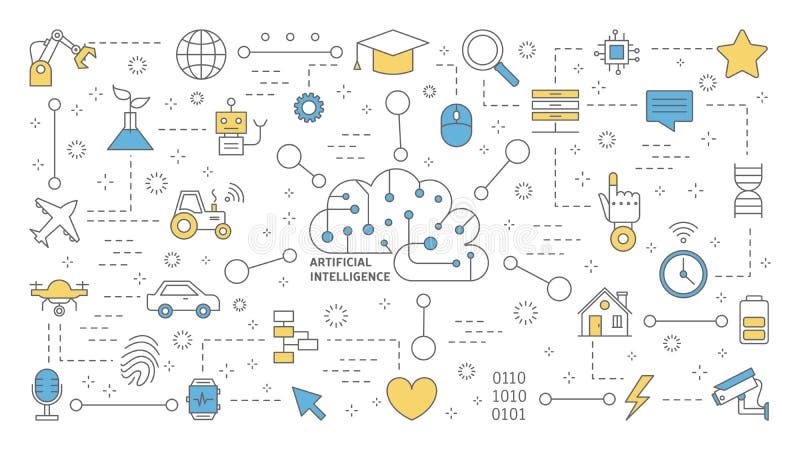 AI or artificial intelligence concept. Futuristic technology. vector illustration