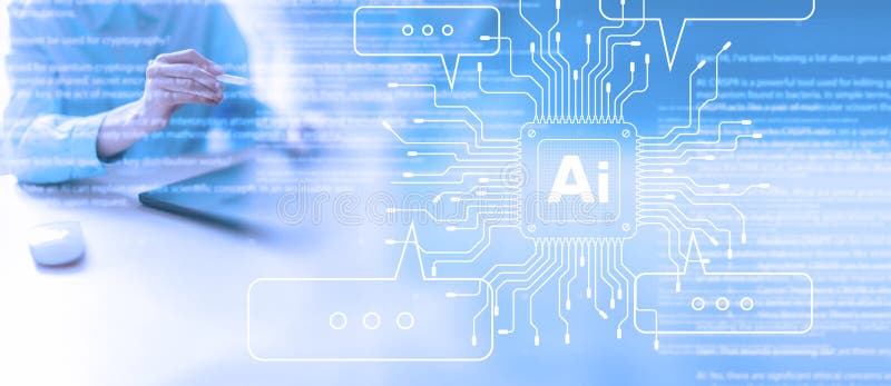 AI Artificial Intelligence in Digital Communication and Data Processing royalty free stock photos