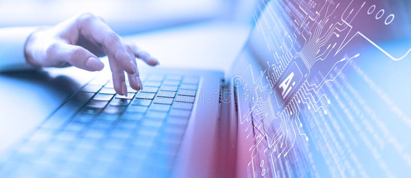 AI Artificial Intelligence in Digital Communication and Data Processing royalty free stock photography