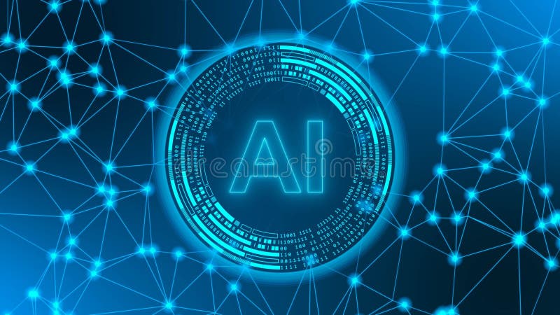 AI Artificial Intelligence - futuristic technology - stylized information connecting lines vector illustration
